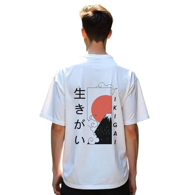 White Men's Cotton Oversized Fit Graphic Print T-Shirt Clothing T-Shirts