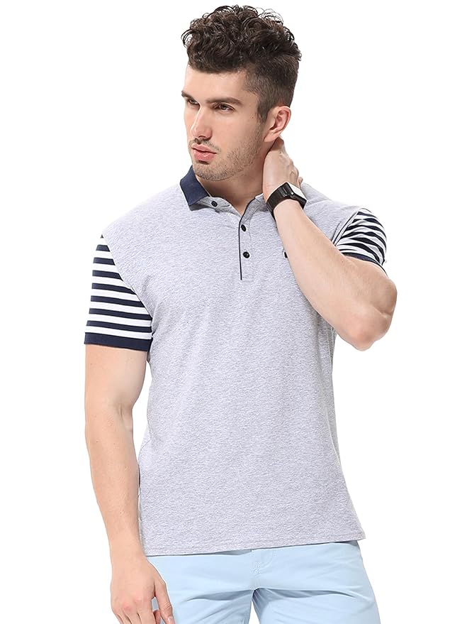 fanideaz Mens Branded Half Sleeve Cotton Striped Polo T-Shirt for Mens || Polo Tshirt for Men || Branded Tshirt for Men