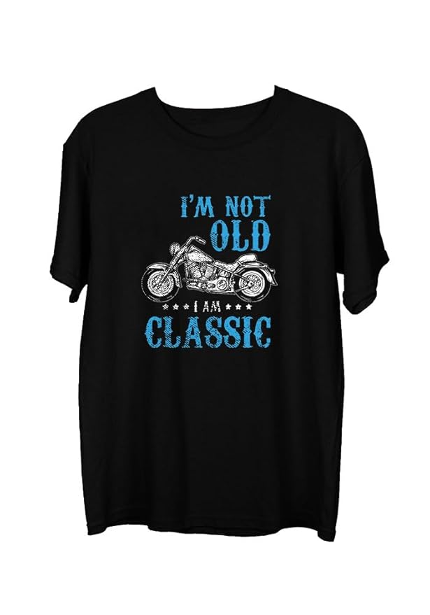 Premium Combed Cotton Printed Half Sleeve T-Shirt (Design : Classic Biker) Clothing T-Shirts