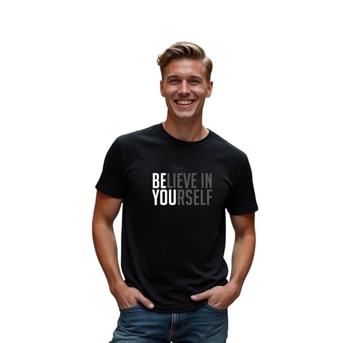 Men's Cotton Regular Fit Letter Print T-Shirt Clothing T-Shirts
