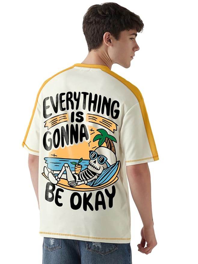crazymonk Every Thing is Gonna Be Okay Graphic Printed Oversized T-Shirt - Multi Color Clothing T-Shirts