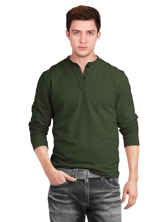 fanideaz Men’s Cotton Full Sleeve Henley T Shirts for Men Clothing T-Shirts