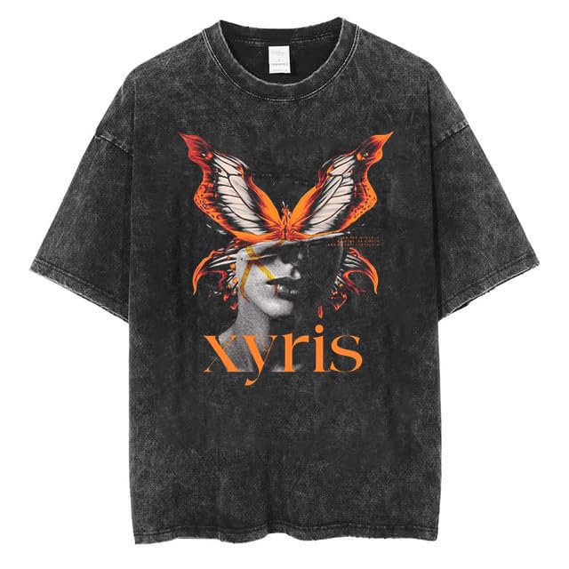 100% Cotton Oversized T-Shirt Unisex Drop Shoulder Dye Washed Street Look Black Pack of 1 Clothing T-Shirts