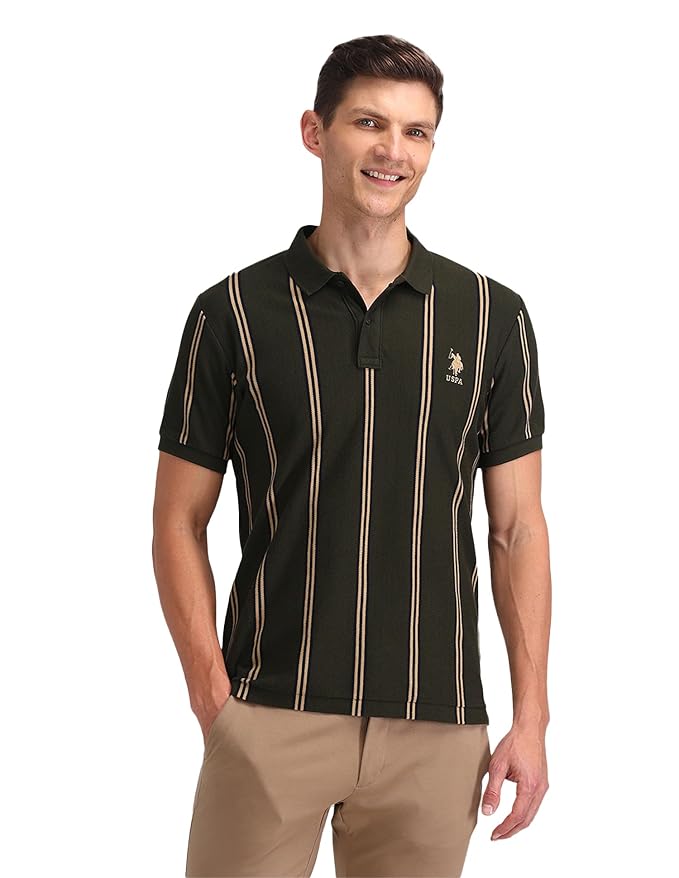 Vertical Striped Slim Polo Shirt Clothing T-Shirts