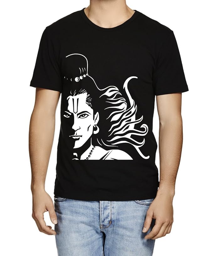 Caseria Men's Cotton Printed T-Shirt -R for Ram | 100% Cotton | Half Sleeves | Regular Fit | Printed | Round Neck | Graphic T Shirt