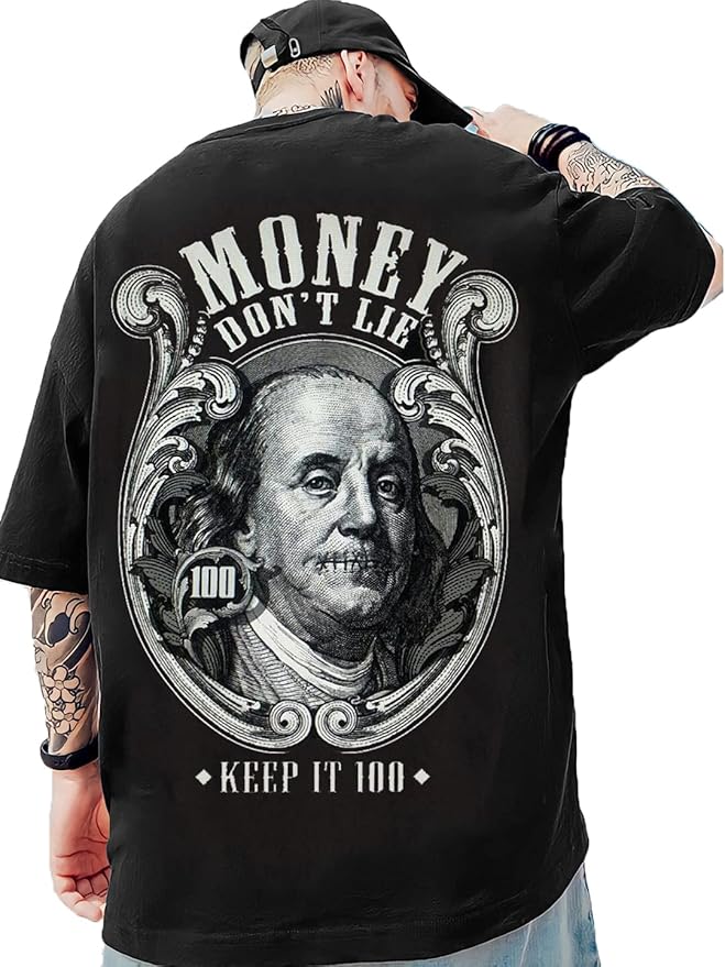 LEWEL Men's Stylish Back Printed 3/4th Sleeve T-Shirt (Black) Clothing T-Shirts