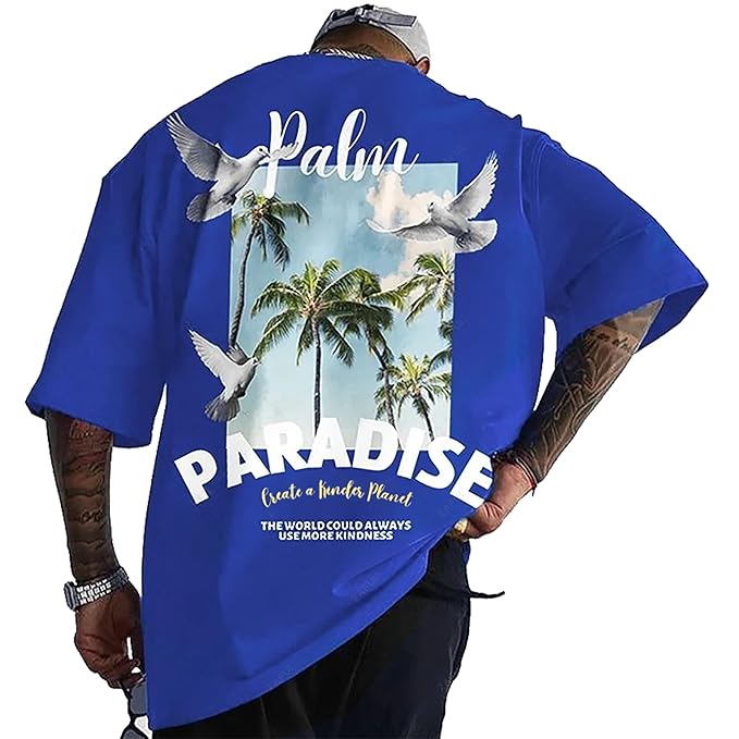 London Hills Men's Cotton Oversized Fit T-Shirt || Loose Fit Printed T Shirt Oversized Drop Shoulder T-Shirt Clothing T-Shirts