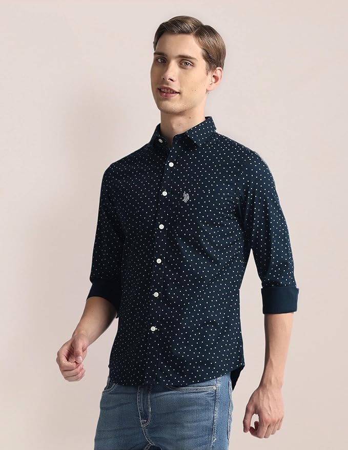 U.S. Polo Assn. Men's Geometric Regular Fit Shirt Clothing Shirts