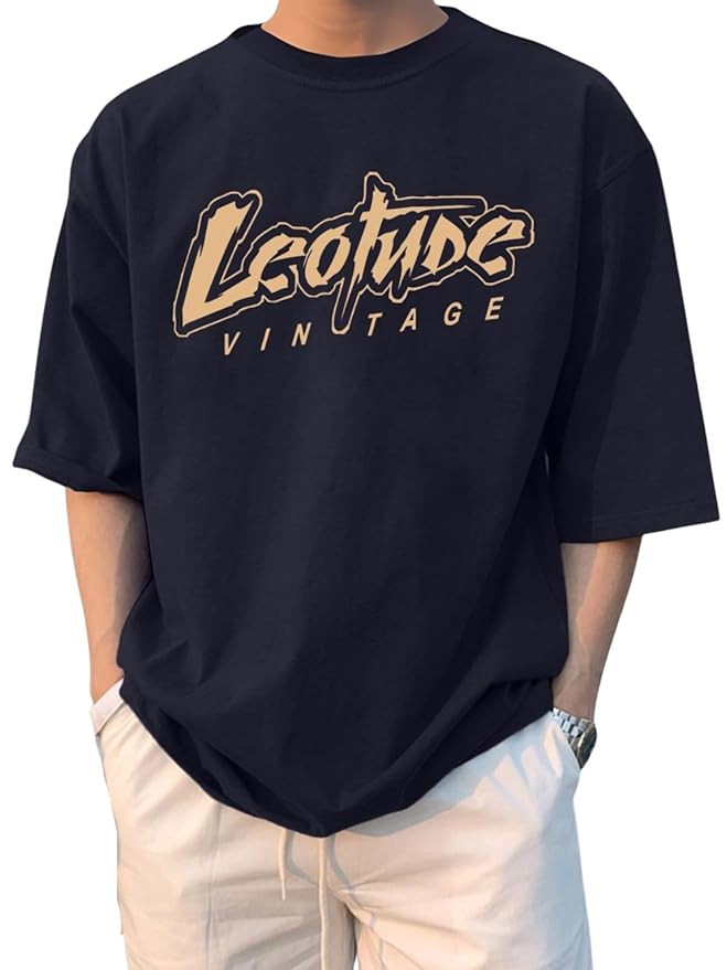 LEOTUDE Men's Cotton Oversized Fit T-Shirt Clothing T-Shirts