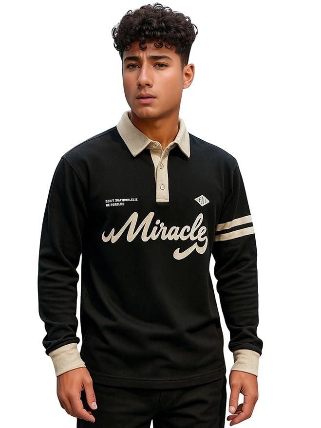 Jump Cuts || Mens || Printed || Polo Neck || Full Sleeve || Cotton Blend || Polo T-Shirt