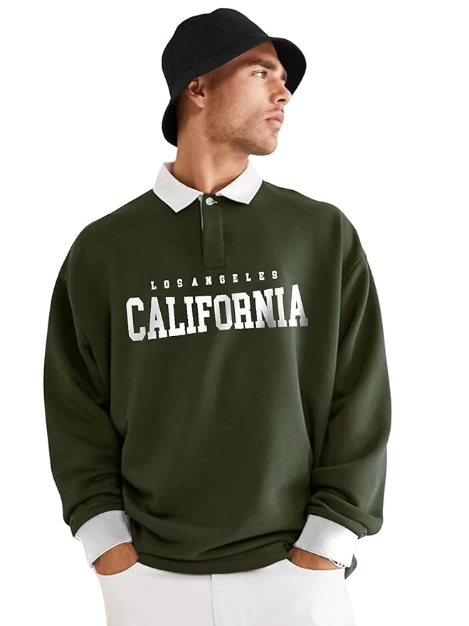 Jump Cuts Mens Printed Polo Neck Full Sleeve Black Cottonblend T-Shirt Clothing T-Shirts