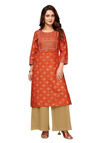 rangita Women's Rayon Straight Fit Straight Calf Length Embroide Kurti | Kurta Clothing Kurtis
