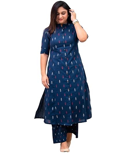GoSriKi Women's Viscose Blend A-Line Kurta Pant Set for Women | Printed Summer Kurti Set | Stylish Co-Ord Suit | Cotton Look Kurta Set for Women | Casual & Festive Ethnic Wear Clothing Kurtis