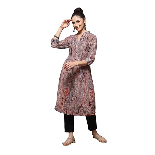 BIBA Women Polyester Straight Fit Printed Kurta Clothing Kurtis