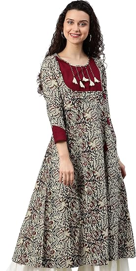 Yash Gallery Women's Cotton Relaxed Fit Anarkali Kurta Clothing Kurtis