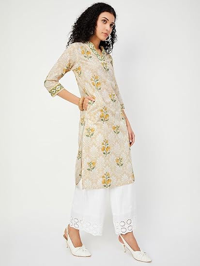 Max Women's Cotton Blend Regular Fit Casual Kurta Clothing Kurtis