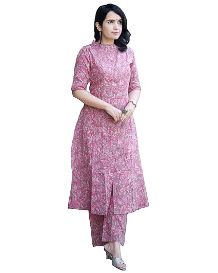 ANNI DESIGNER Women's Cotton Blend Floral Kurta with Pant