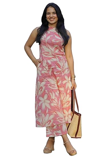 ANNI DESIGNER Women's Cotton Kurta Set for Women | A-Line Kurta with Pant | Ethnic Co-ord Two Piece Set | Stylish Cotton Kurti Set for Women | Casual & Office Wear Outfit Clothing Kurtis