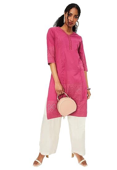 Max Women's Cambric Regular Fit A Line Kurta