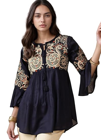 Bee M Pee Designer Rayon Paisley Regular Short Kurti for Women Tunics Latest Clothing Kurtis