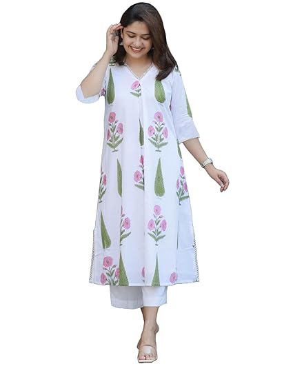 GoSriKi Women's Rayon Viscose A-Line Printed Kurta with Pant Clothing Kurtis
