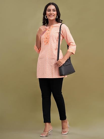 Women Cotton Printed Short Kurti | Short Kurti for Women | Printed Cotton Kurti Clothing Kurtis