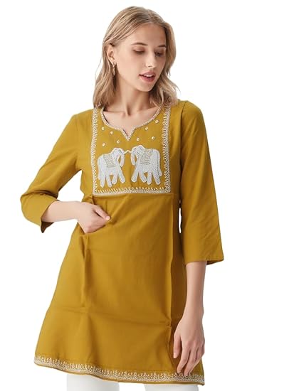 Women’s Short Kurta Tunic Top – Soft Rayon Fabric, Ethnic Printed Casual Wear Kurti for Office, Daily & Festive Use Clothing Kurtis