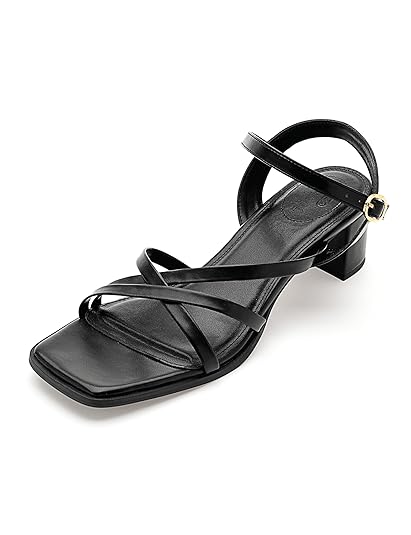 Symbol Premium Women's Open Toe Black Block Heeled Sandals_6 UK (AZ-SPW-FTW-SN02) Footwear Sandals
