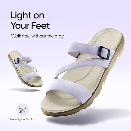 Frido Women's Cloud Comfort Open Toe Sandals with Adjustable Z-Strap | Cushioned PU Footbed for All-Day Comfort | Lightweight Ladies Slip-On Casual Summer Footwear with Anti-Skid Sole Footwear Sandals