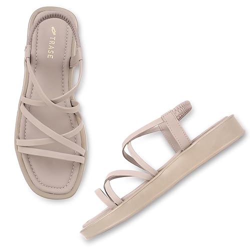 TRASE Women Slingback Sandals, Multi Straps Stylish Design, Cushioned Sole, and Lightweight for Everyday Wear Footwear Sandals