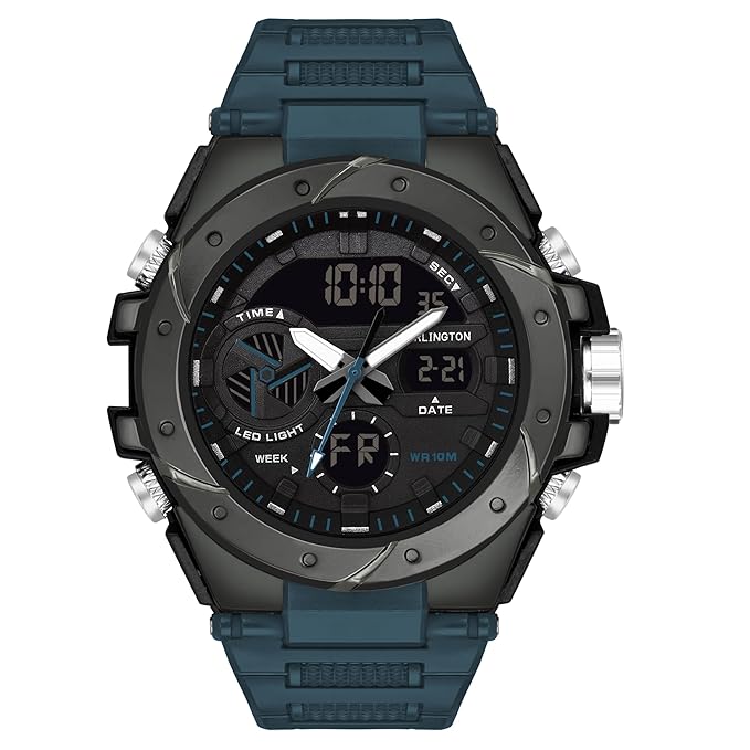 Carlington Analog-Digital Sports Watch Chronograph, Dual Time,Alarm, Stopwatch, Calendar, Water-Resistant, Shock-Resistant, Back Light Display. The Perfect Watch for Men-CT9140 Series Accessories Watches