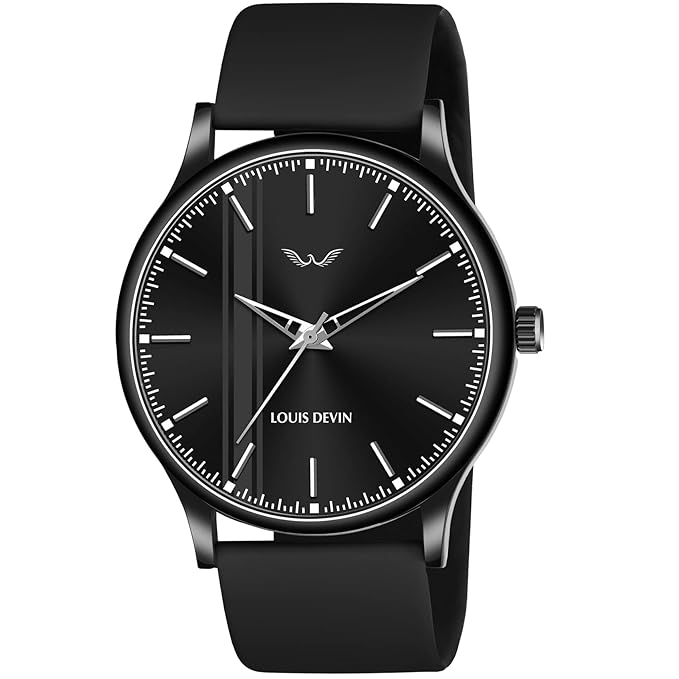 LOUIS DEVIN Silicone Strap Analog Wrist Watch for Men (Black/Blue/Red) | LD-BK054 Accessories Watches