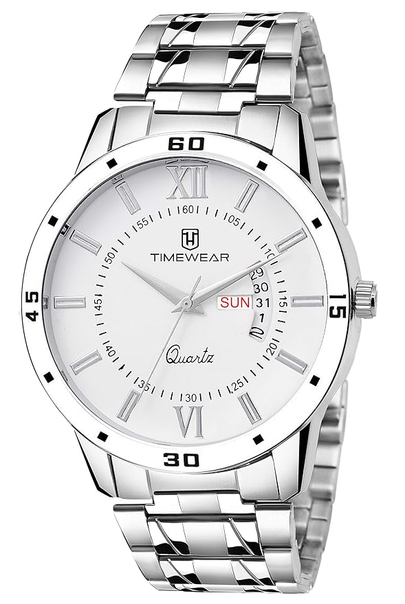 TIMEWEAR Analog Day Date Functioning Stainless Steel Chain Watch for Men Accessories Watches