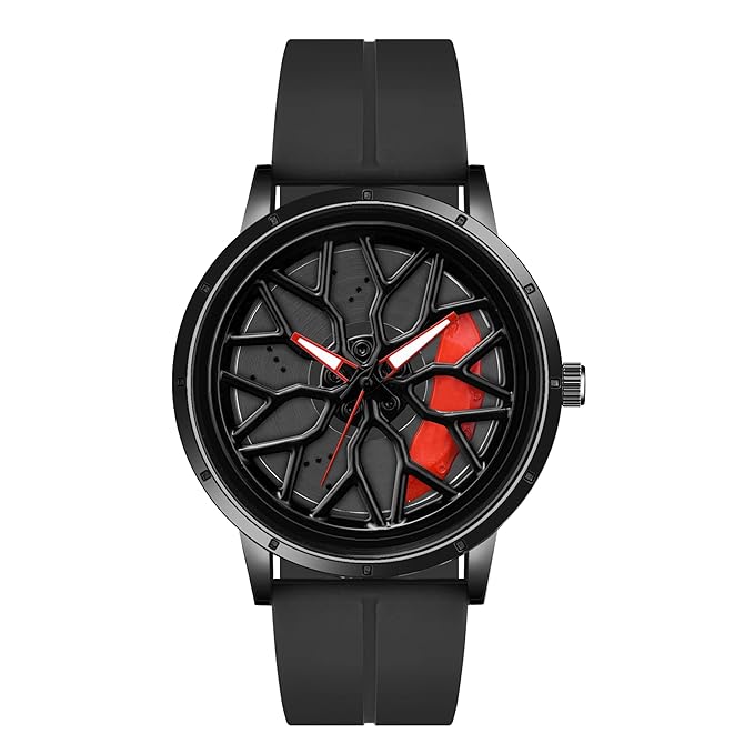 Shocknshop RevolveX Rotating Hollow Wheel Hub Creative Fashion Analog Silicone Magnetic Strap Wrist Watch for Men Boys -WCH368 Accessories Watches
