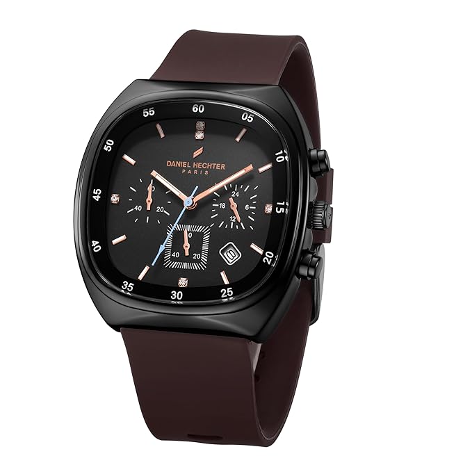 Daniel Hechter Paris Bercy Collection Modern Multi Functional Watch for Men with Square Dial and Silicon Band-DHM1001 Accessories Watches