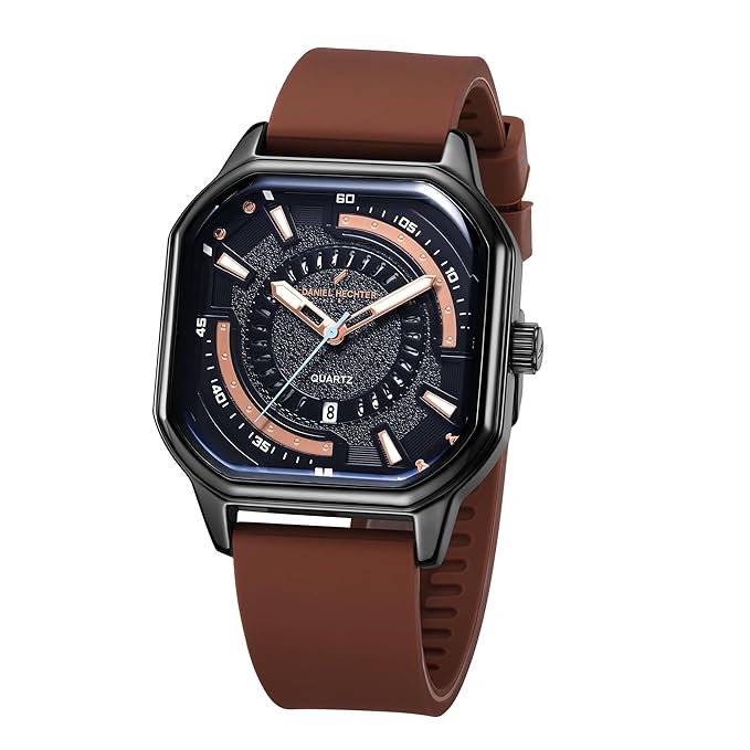 Daniel Hechter Paris Rivoli Collection Modern Analog Watch for Men with Octagon Dial and Silicon Band-DHM1003 Accessories Watches