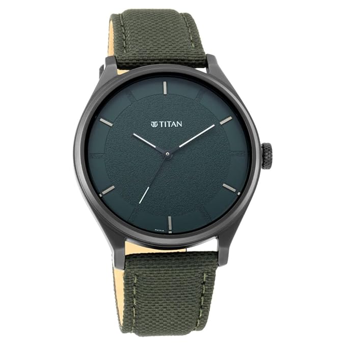 Titan Workwear Quartz Analog Green Dial Green Leather Strap Watch for Men - NT1802NL02 Accessories Watches
