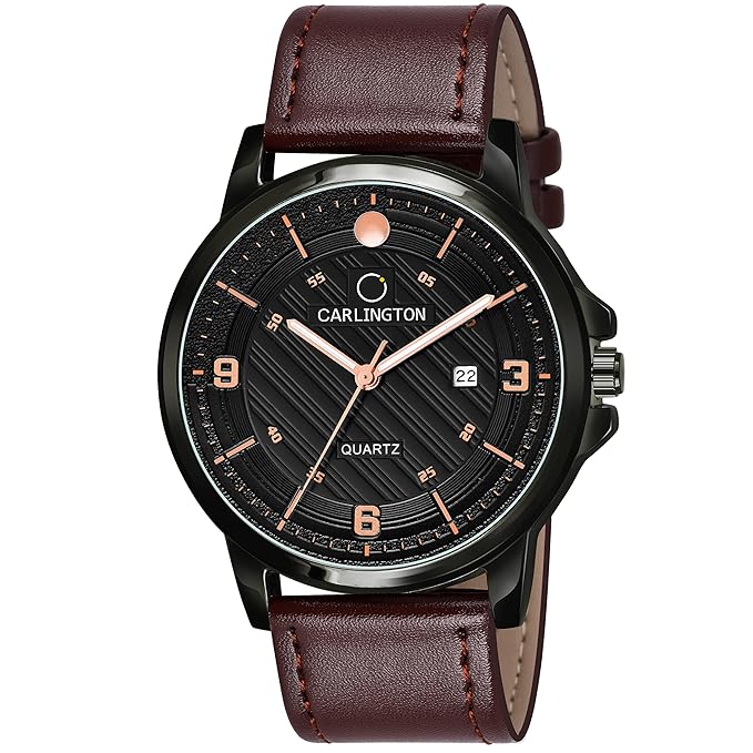 Carlington Analog Watches for Men with Leather Strap - CT 1050 Accessories Watches