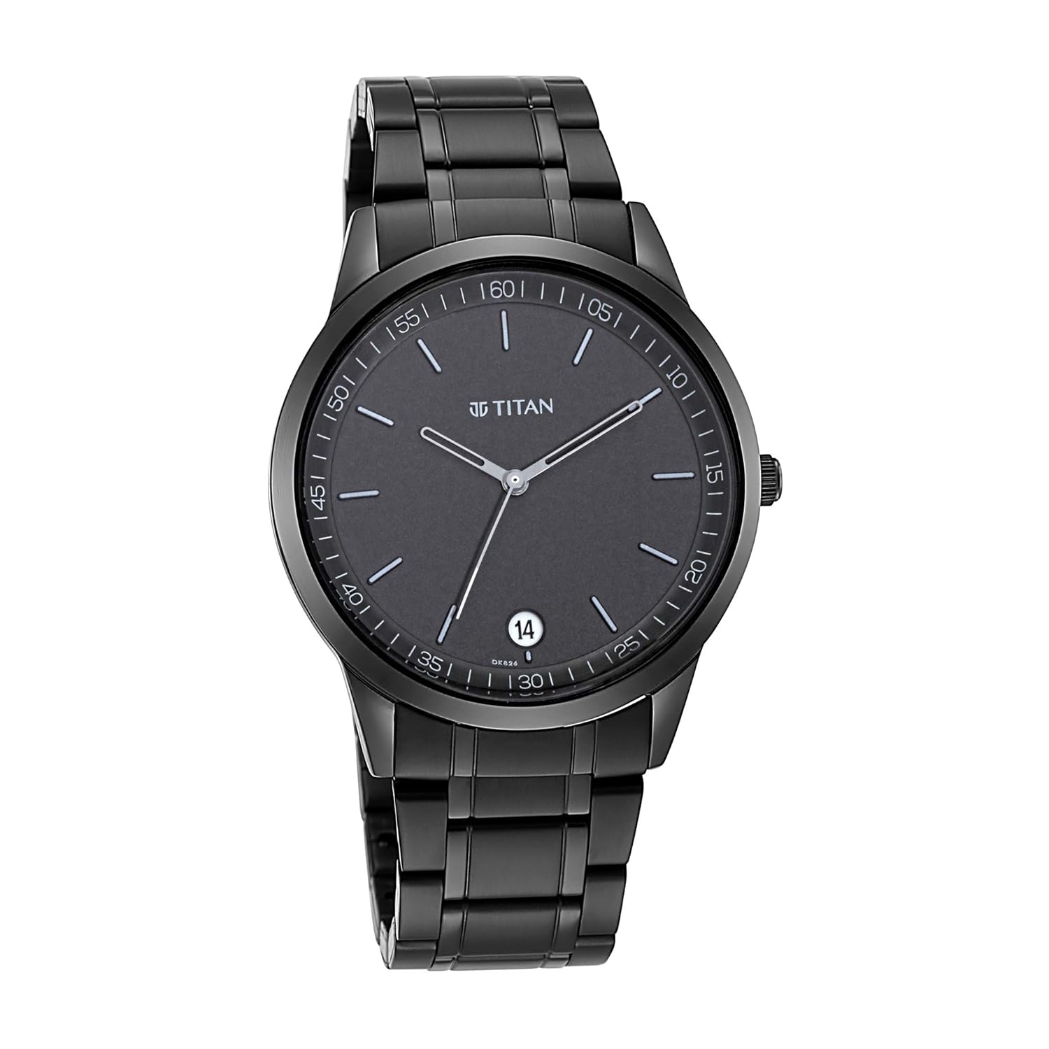 Titan Minimals Quartz Analog with Date Black Dial Black Metal Strap Watch for Men - NT1806NM01 Accessories Watches