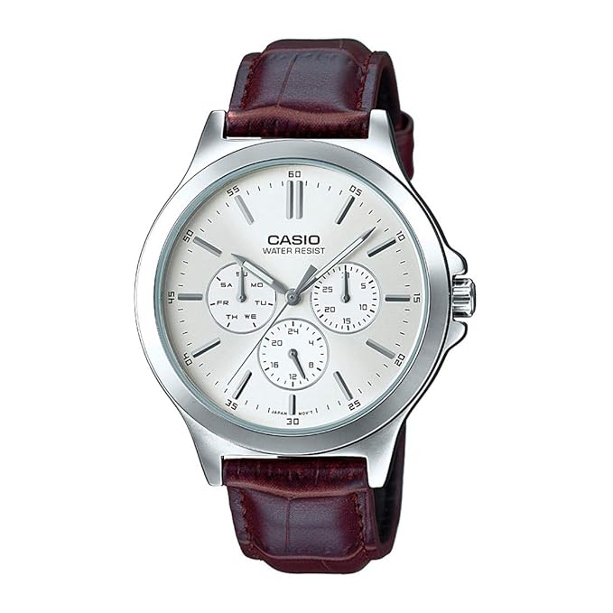Casio Enticer Analog White Dial Men's Watch (MTP-V300L-7AUDF, A1177, Silver) Accessories Watches