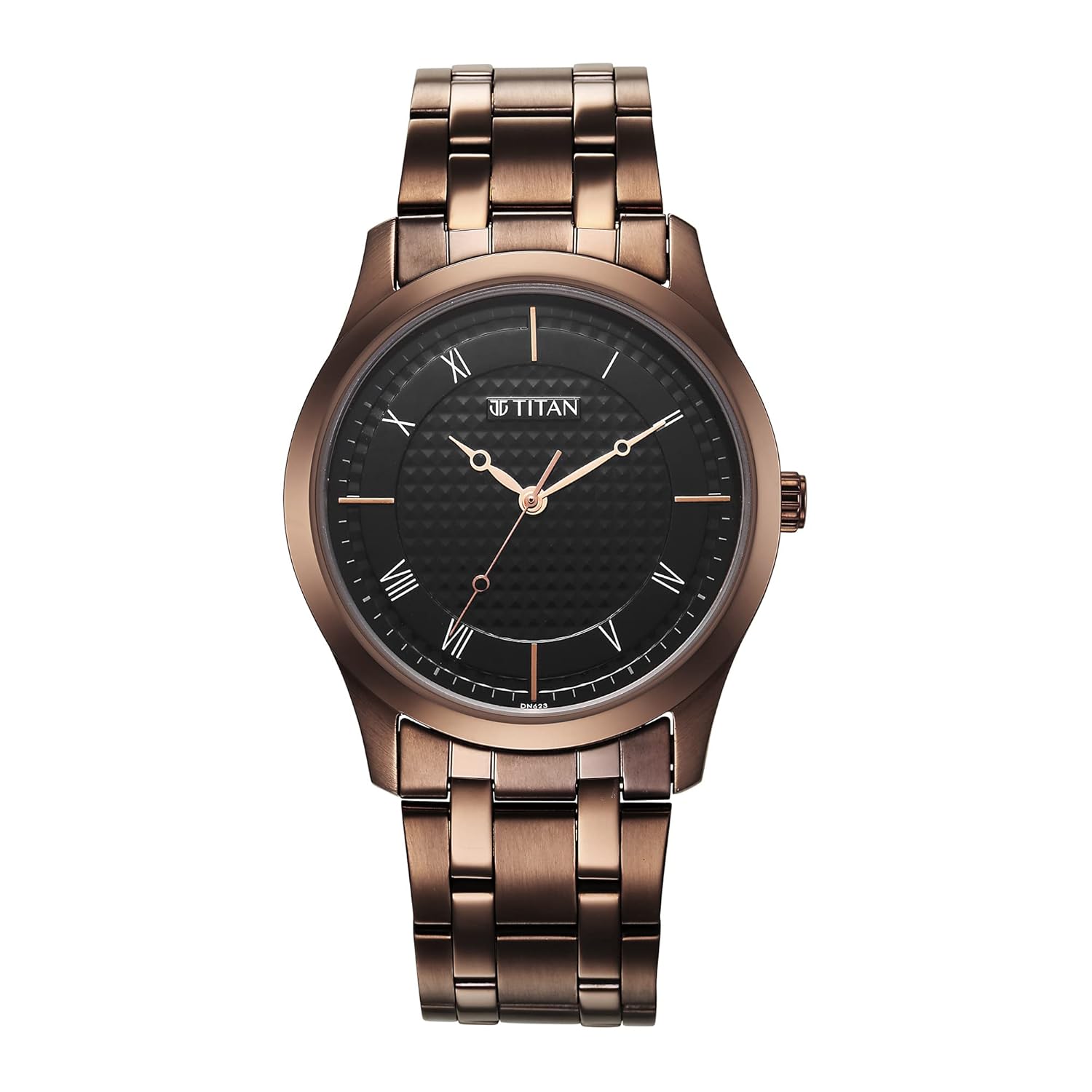 Titan Karishma Quartz Analog Black Dial Brown Stainless Steel Strap Watch for Men - NT1823QM01 Accessories Watches