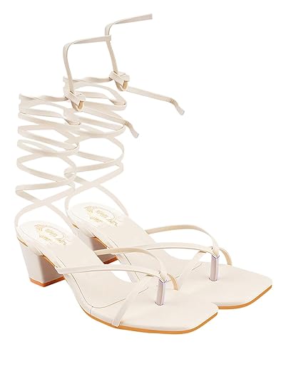 Shoetopia Elegant Block Heel Sandals with Gladiator Detail | Chic Lace-Up Straps | Comfortable Summer Footwear for Women Footwear Sandals