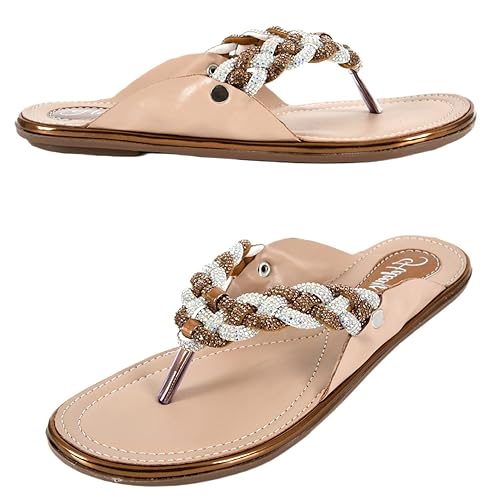 Womens Kolhapuri Embroidered Chappal, Traditional Handmade Ethnic Open-Toe Flats, Synthetic Material, Memory Foam Insole, Slip-On Sandals for women Footwear Sandals