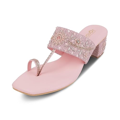 Block Heel Sandals For Women | Stylish Embellished | Elegant Traditional Footwear | Comfortable Ethnic Heels for Parties & Weddings Footwear Sandals