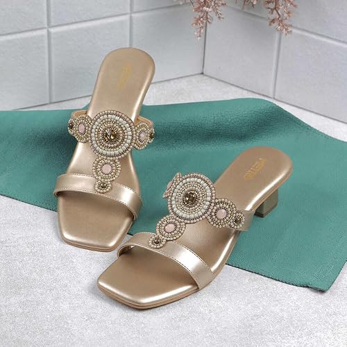 Metro Women Faux Leather Ethnic Traditional Heel Sandal