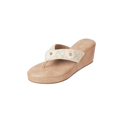 Metro Women Synthetic Embellished Wedge Casual Slip-on Sandal Footwear Sandals