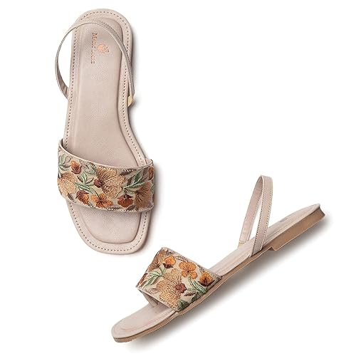 Marc Loire Women's Pair of Embroidered & Embellished Flat Fashion Sandals Footwear Sandals