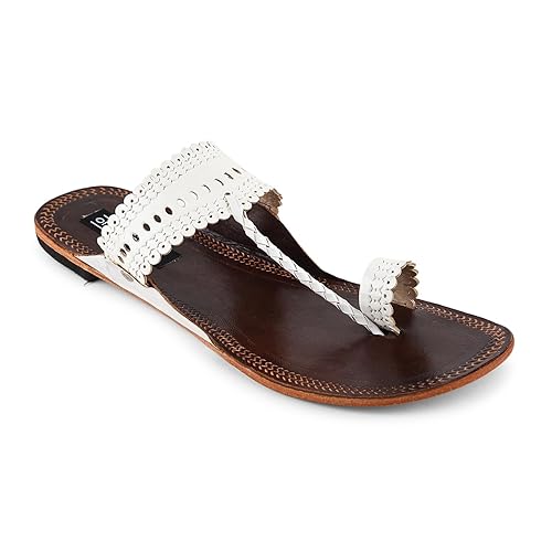 Kolhapuri Silver Toe Ring Flats, Traditional Indian Ethnic Sandals, Women's Footwear Footwear Sandals