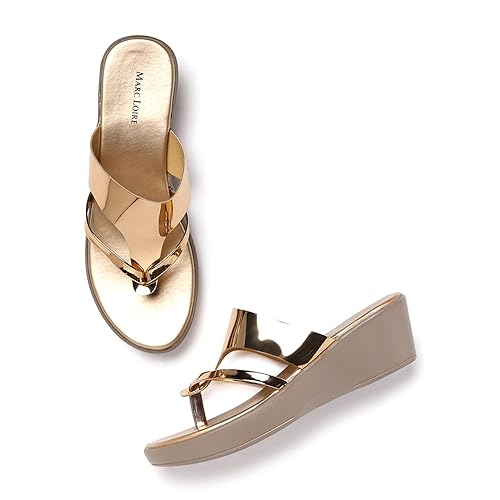 Marc Loire Women Round Toe Wedge Heel Sandal for Casual Wear Footwear Sandals