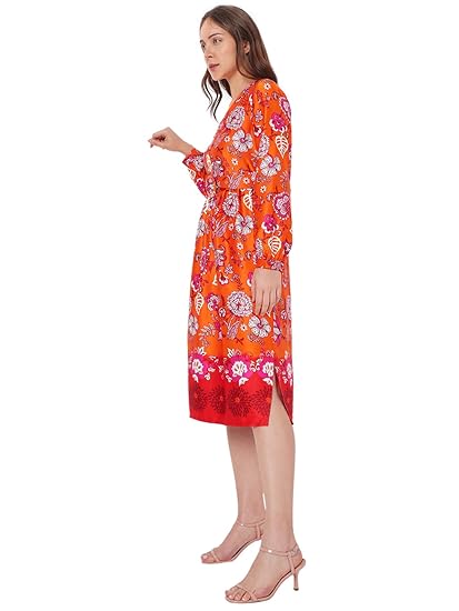 VERO MODA Women's Midi Polyester A-Line Dress Clothing Dresses